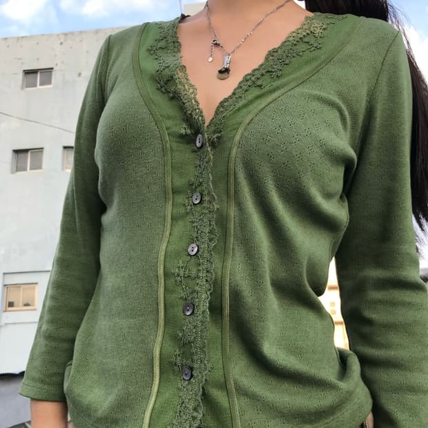 올리브 레이스 가디건