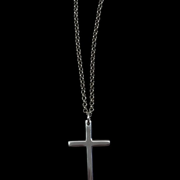(숏츠핏) 십자가 은목걸이