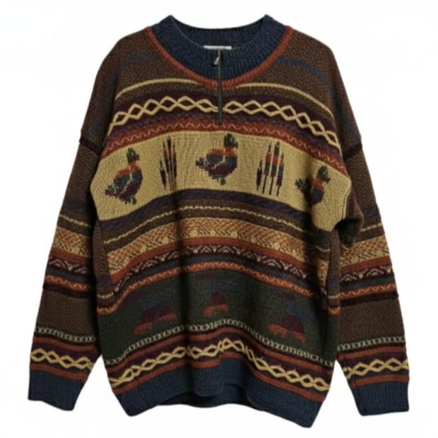 💥대장급💥빈티지 반집업 니트/snowy peak 스노위피크