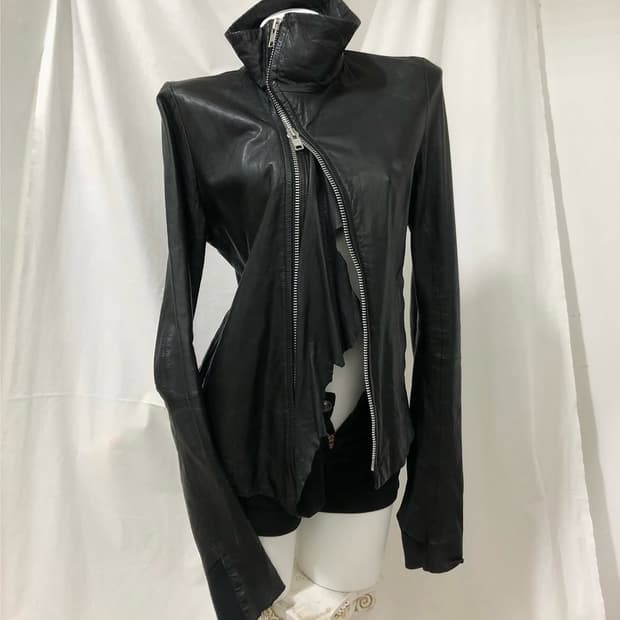 Ekam asymmetric drape leather jacket