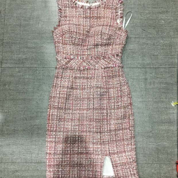 일본빈티지 Jewels 달천깔페어리 트위드 절개미디원피스 핑크