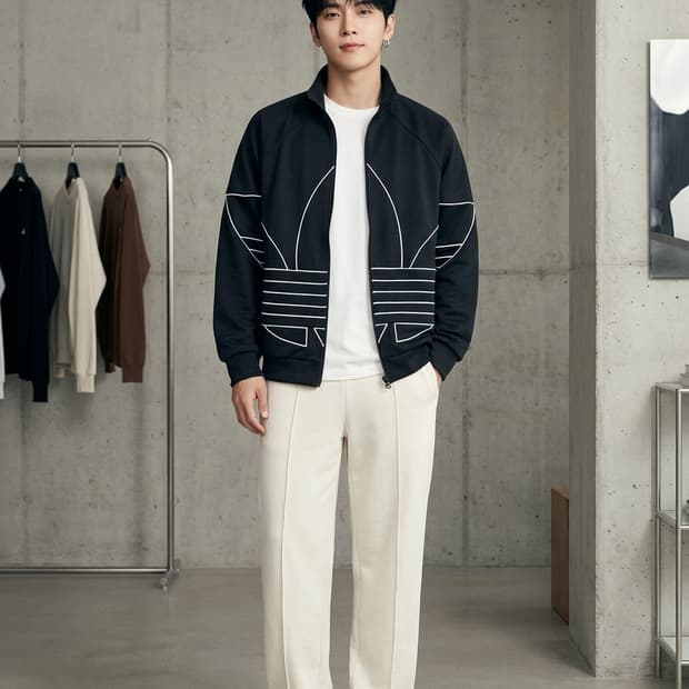 아디다스 오리지널스 빅 트레포일 아웃라인 트랙탑 블랙