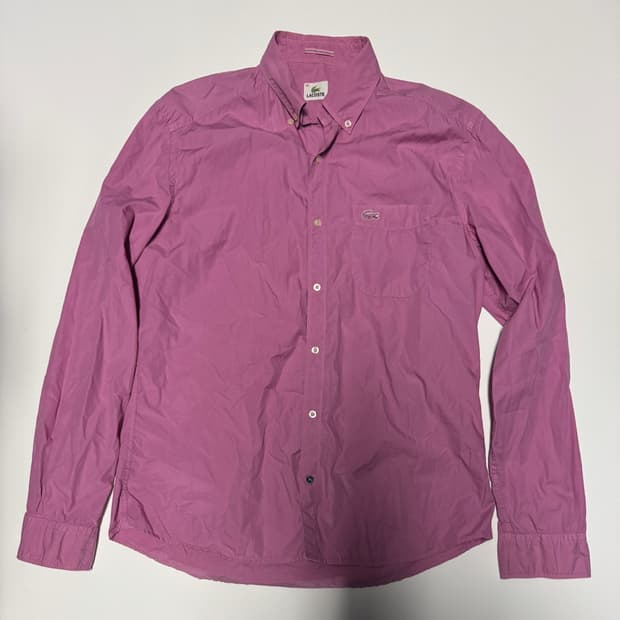 라코스테 핑크 로고 코튼 셔츠 L 40