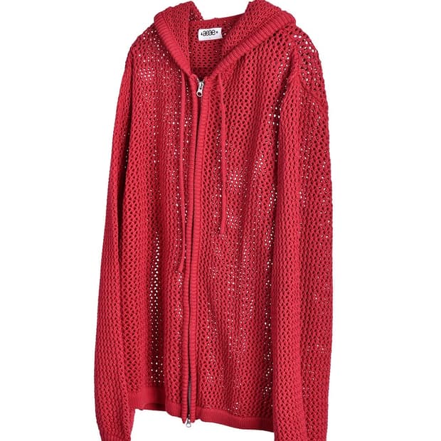 (2사이즈)aeae 메쉬 니트 후디 딥레드