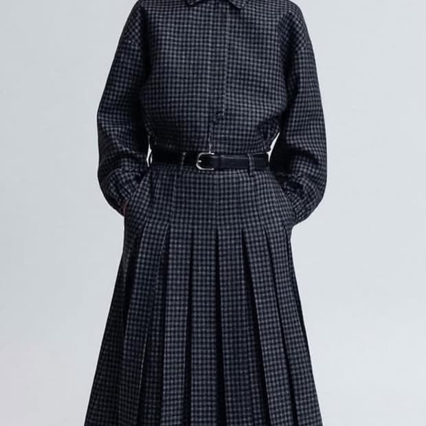 LFM 체크 블루종 + 스커트 투피스 세트