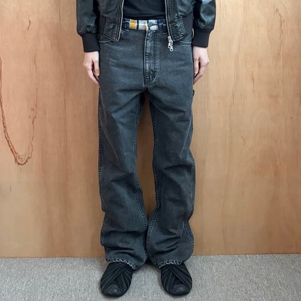 엔헐리우드 체크 벨트 팬츠