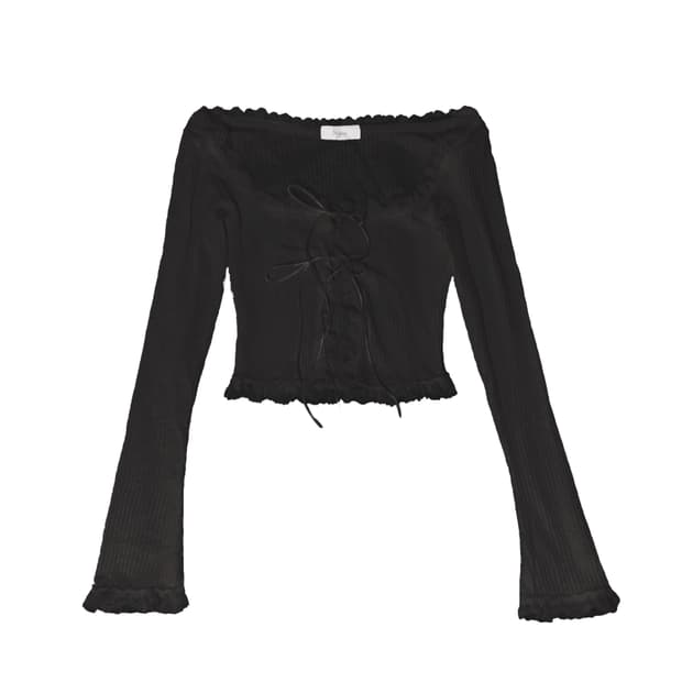 스젠 스텔라 스트랩 레이스 가디건 블랙 무채색 시즈니룩