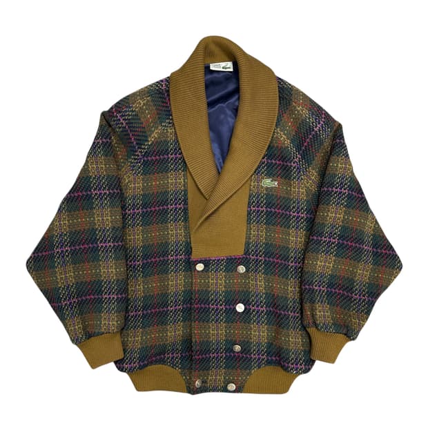 라코스테 숄카라 체크 가디건(76)