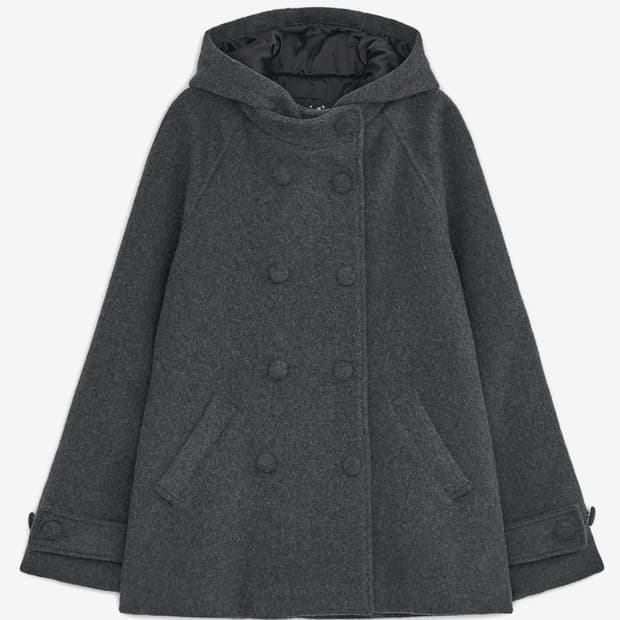 허그유어스킨 후드 하프 코트 차콜