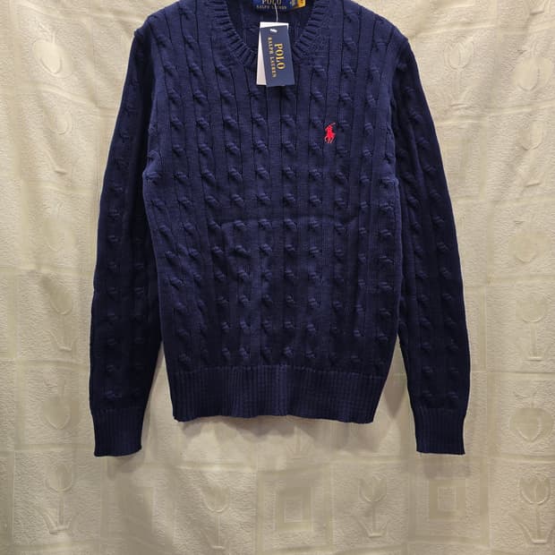 새상품) 폴로 랄프로렌 네이비 케이블 니트 티셔츠 M(95)