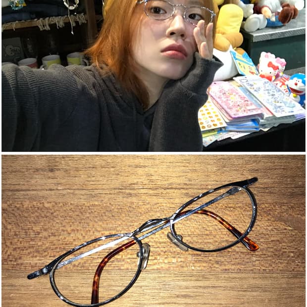 빈티지 너드 긱시크 실버테 안경