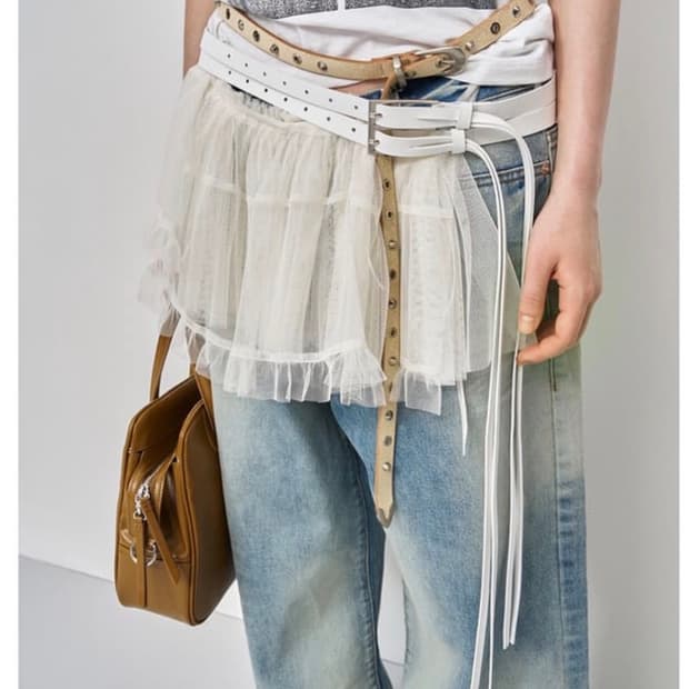 LCDC TM 화이트 가죽 레더 더블 벨트 새상품