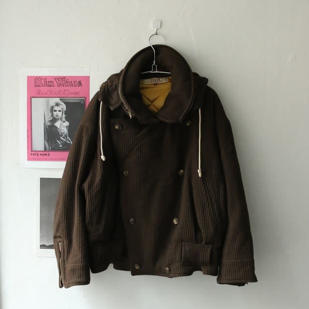 빈티지 후드 더블 브레스티드 자켓