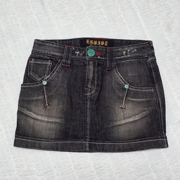 에고이스트 빈티지 y2k 00s 블랙데님 미니스커트
