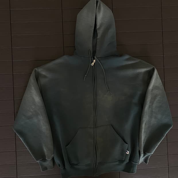 (XL) 90s 빈티지 러셀 후드집업 다크그린