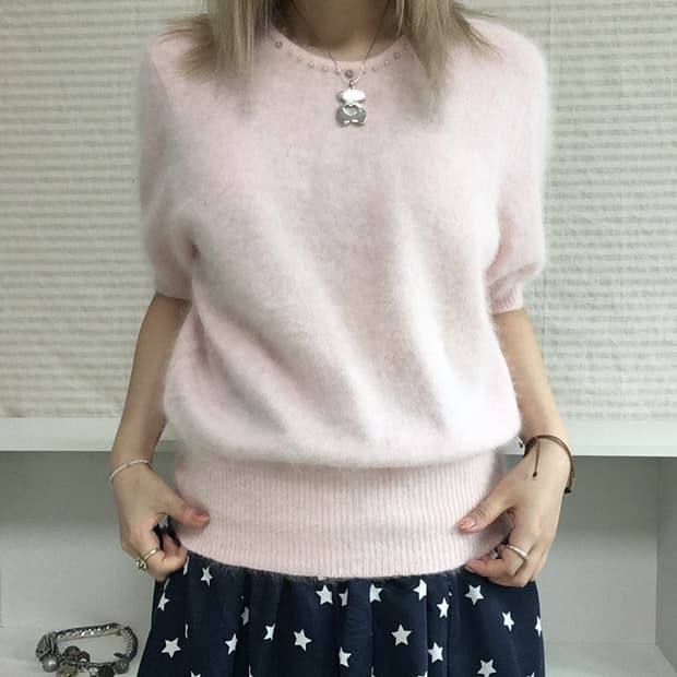 jpn vintage lovely pearl pink half puff 