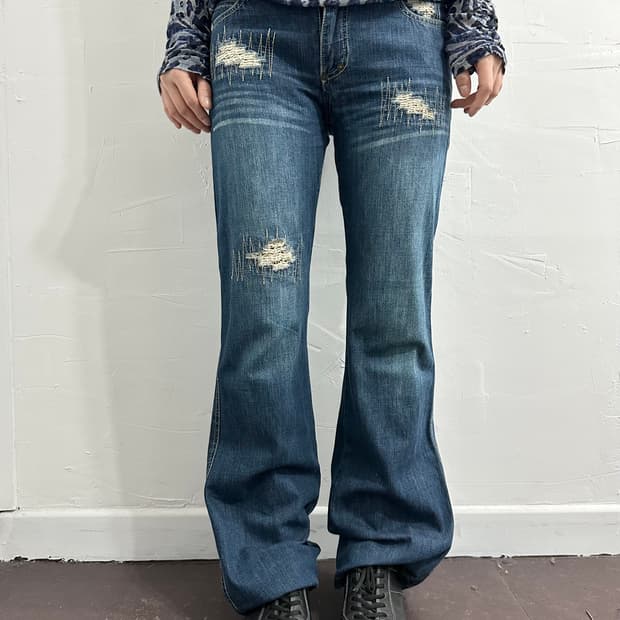 lounie leopard detail denim pants