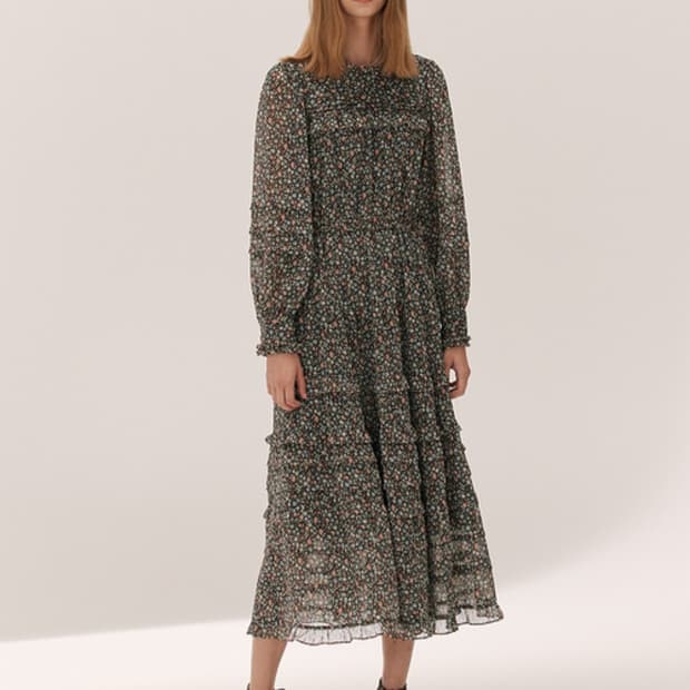 써스데이아일랜드 잔꽃 패턴 롱원피스 M사이즈