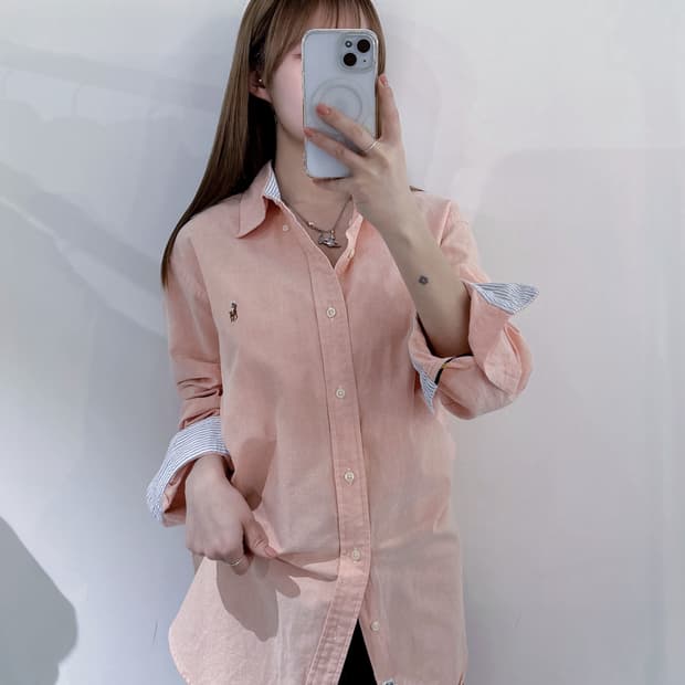 폴로랄프로렌 멀티포니 피치코랄 셔츠
