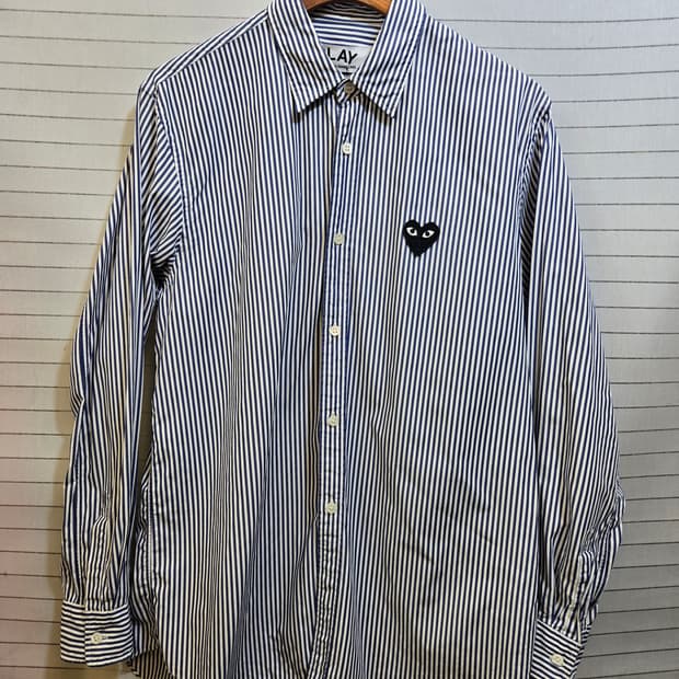 꼼데가르송 스트라이프 셔츠 블랙 와펜