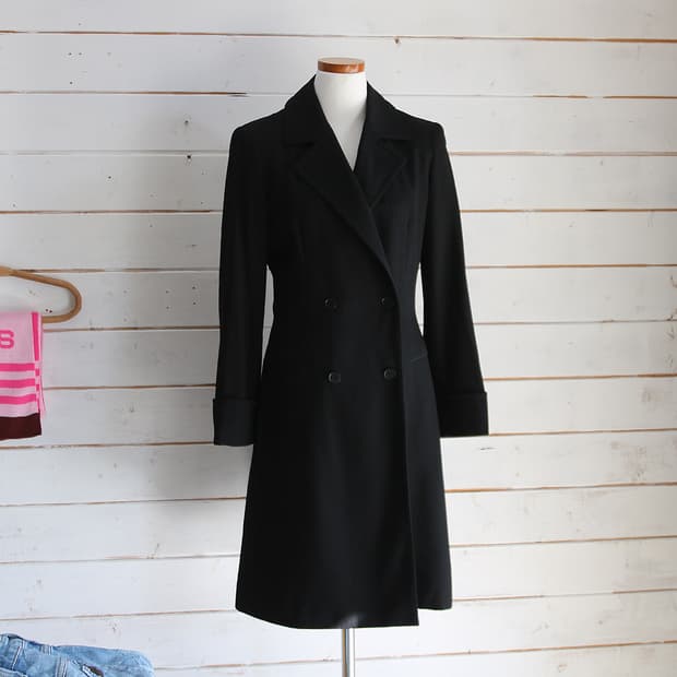 EMPORIO ARMANI 울 더블 브레스트 코트 (여성용 40)