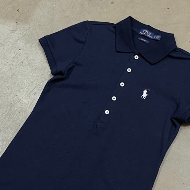 XS 폴로랄프로렌 여성용 네이비 반팔 카라티