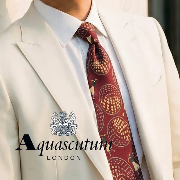 아쿠아스큐텀 실크 골프 모티브 넥타이 9.4cm A+등급 K2022