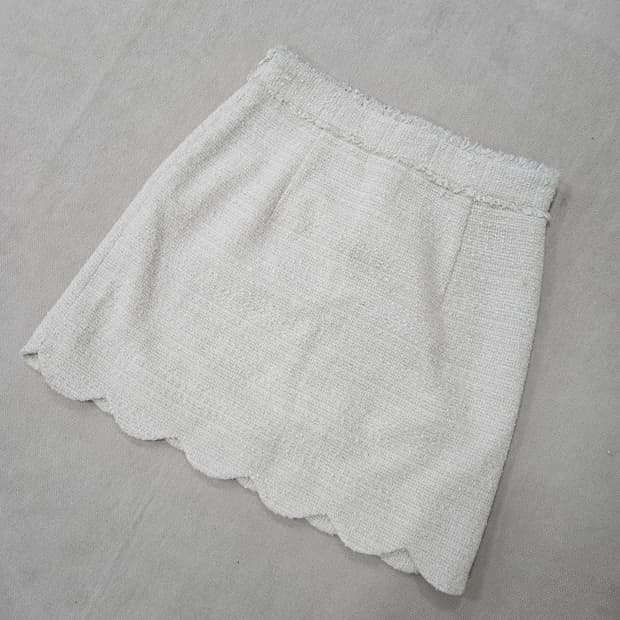 70 빈티지 화이트 크로셰 미니 스커트 0330Y