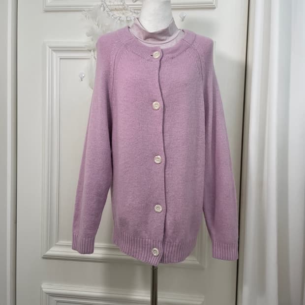 purple pink wool basic reglan cardigan&p