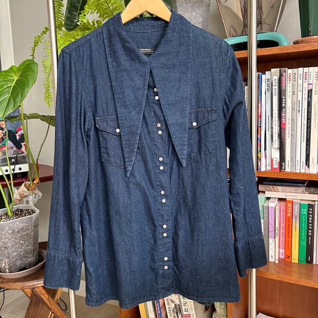 zara premium denim 빅칼라 데님 셔츠 L