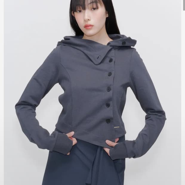  미세키서울 버튼 후드긴팔티