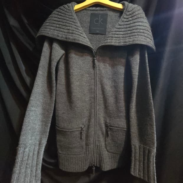 캘빈클라인 터틀넥 니트 집업 가디건