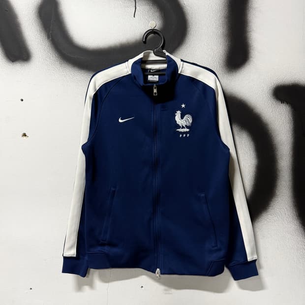 나이키 프랑스 국대 빅 프린팅 투웨이 집업 져지 자켓