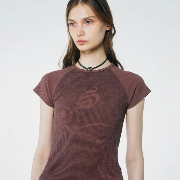스컬프터 brushed crop top berry M