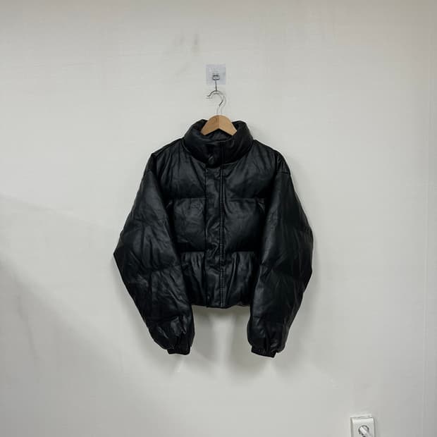 블랙업 레더 숏패딩F