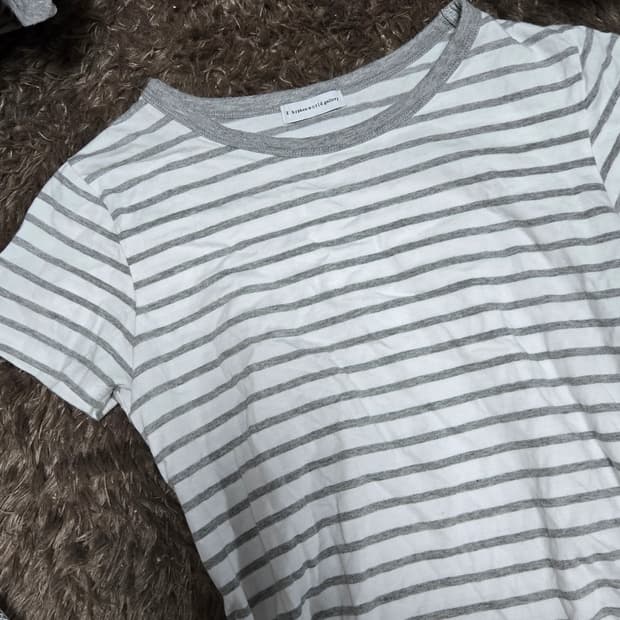 스트라이프 단가라 반팔티셔츠