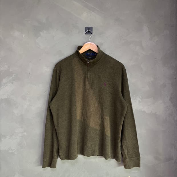 폴로 랄프로렌 니트 반집업 카키