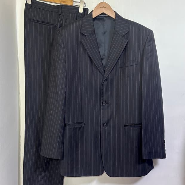 휴고보스 스트라이프 정장 셋업 105/30/블랙 / 오버핏 수트