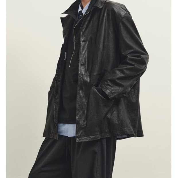 유스 워시드 레더 자켓 M