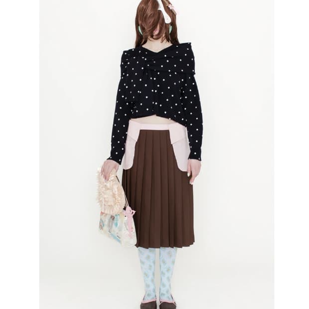 브라운 플리츠 스커트