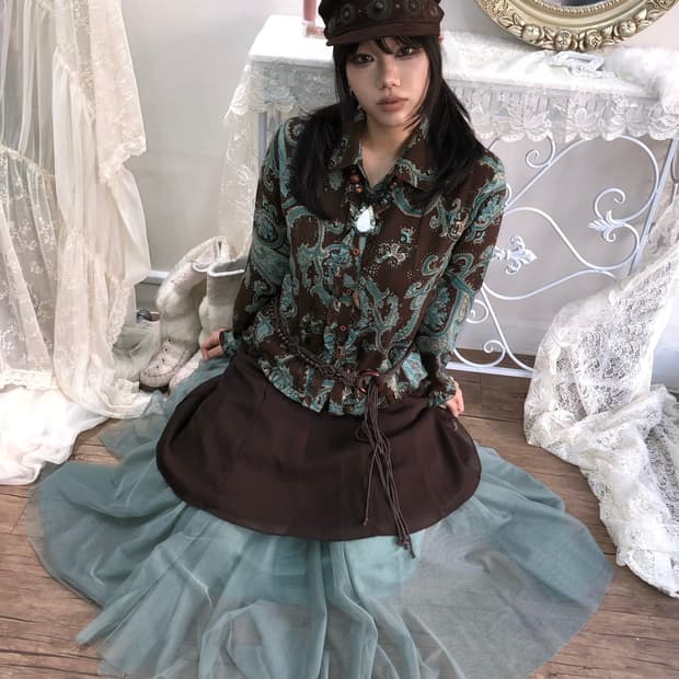 mint choco paisley pattern set 