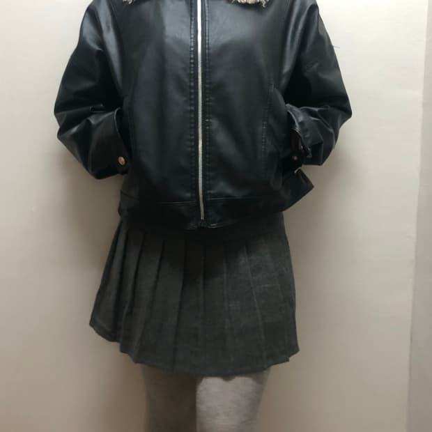 빈티지 블랙 페이크레더 자켓