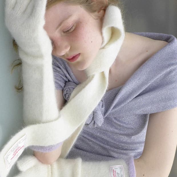 (새상품) 락피쉬웨더웨어 퍼지머플러/퍼지맥시롱글러브 화이트