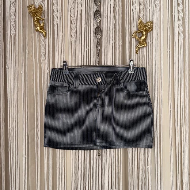 Striped Denim Mini Skirt 0021