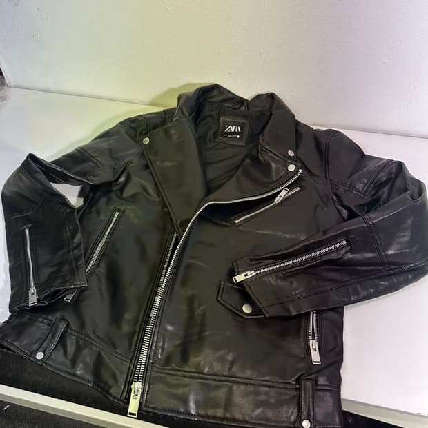 M 90-95 자라맨 블랙 페이크레더 가죽 라이더자켓