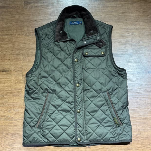 폴로 퀼팅 베스트 올리브