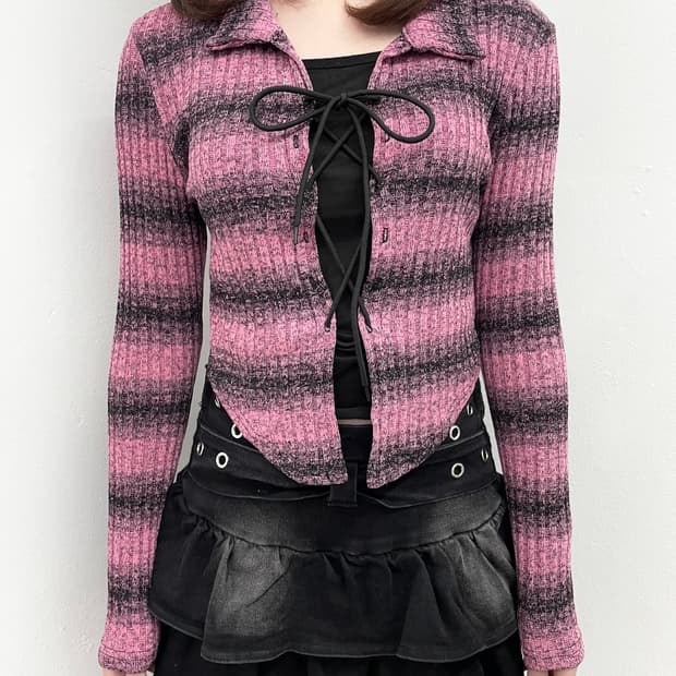 키치 레이스업 아일렛 탑