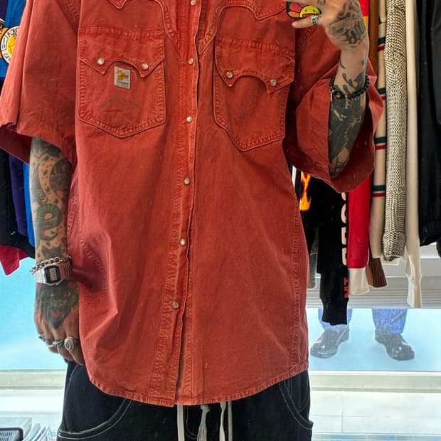 Carhartt FR라인 웨스턴 셔츠(앞,뒤 디테일👍)