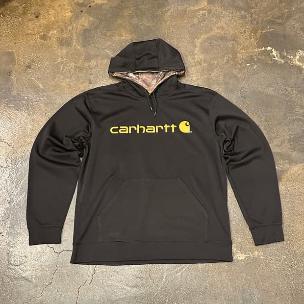 칼하트 블랙 카모 후드티 L