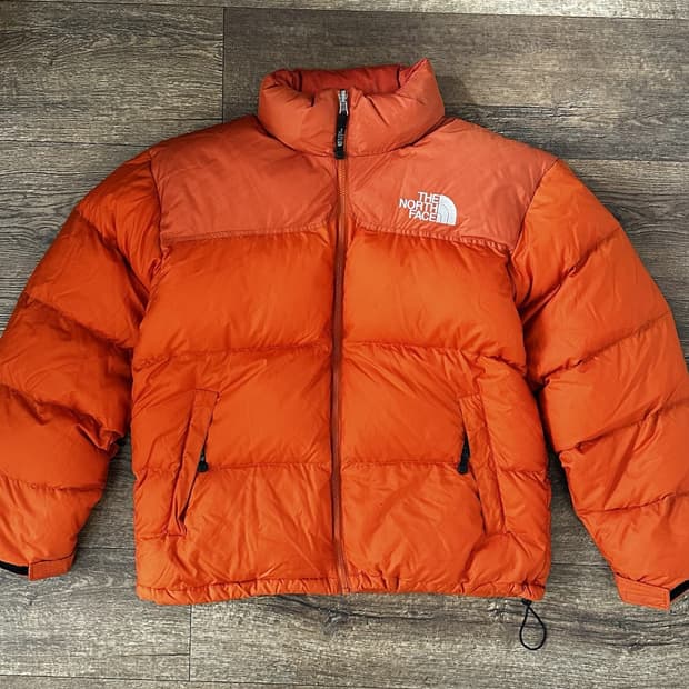 노스페이스 눕시 700 다운 패딩 오렌지